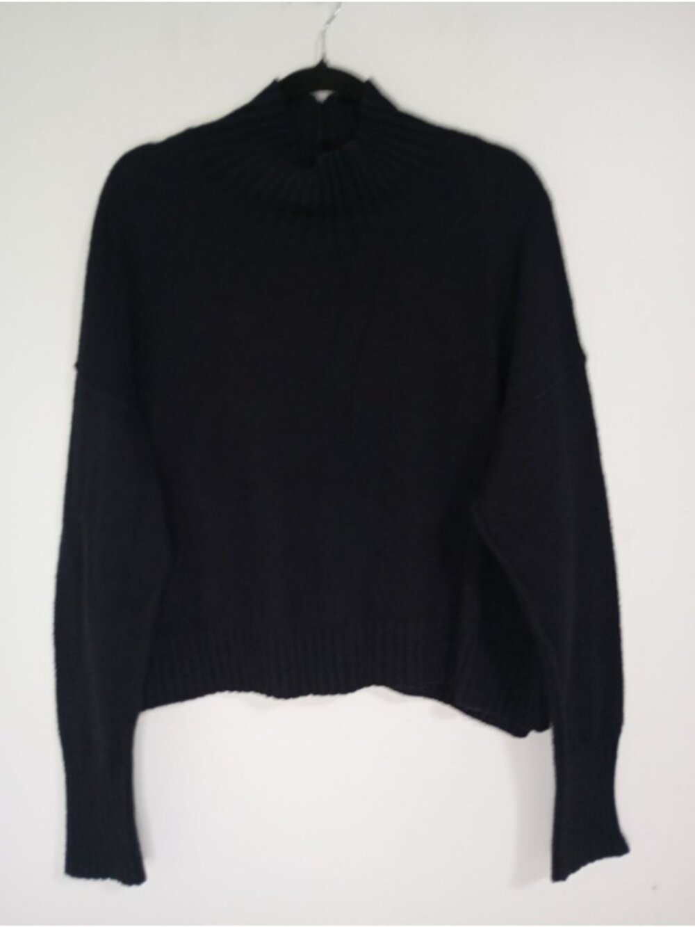 Free People Black Ribbed Mock Neck Sweater Size M Womens